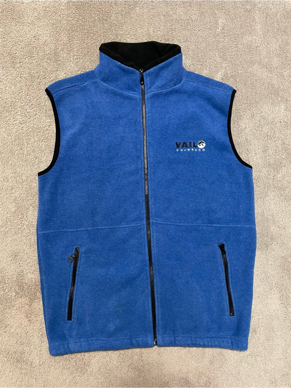 Vintage 90s Vail Colorado Fleece Vest Mens M Polyester Blue Soft Vail Brand